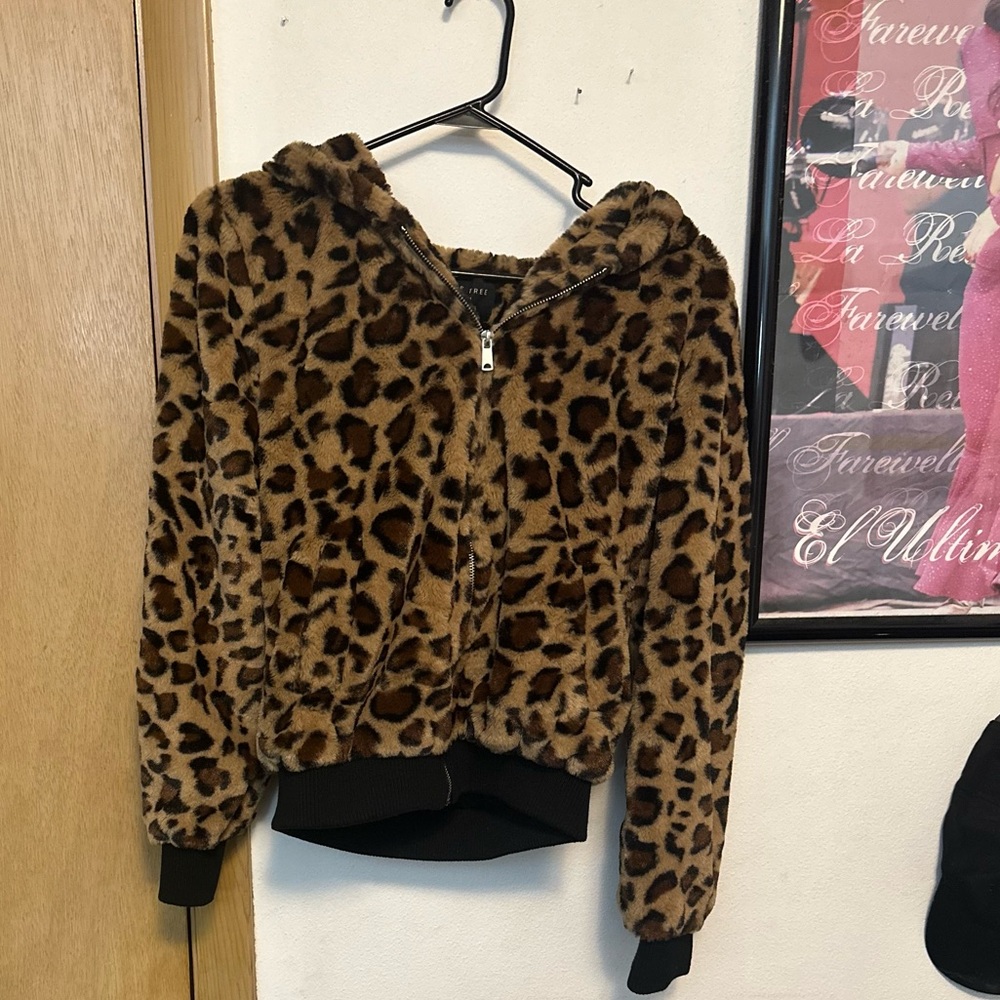 Cheetah print fur jacket.